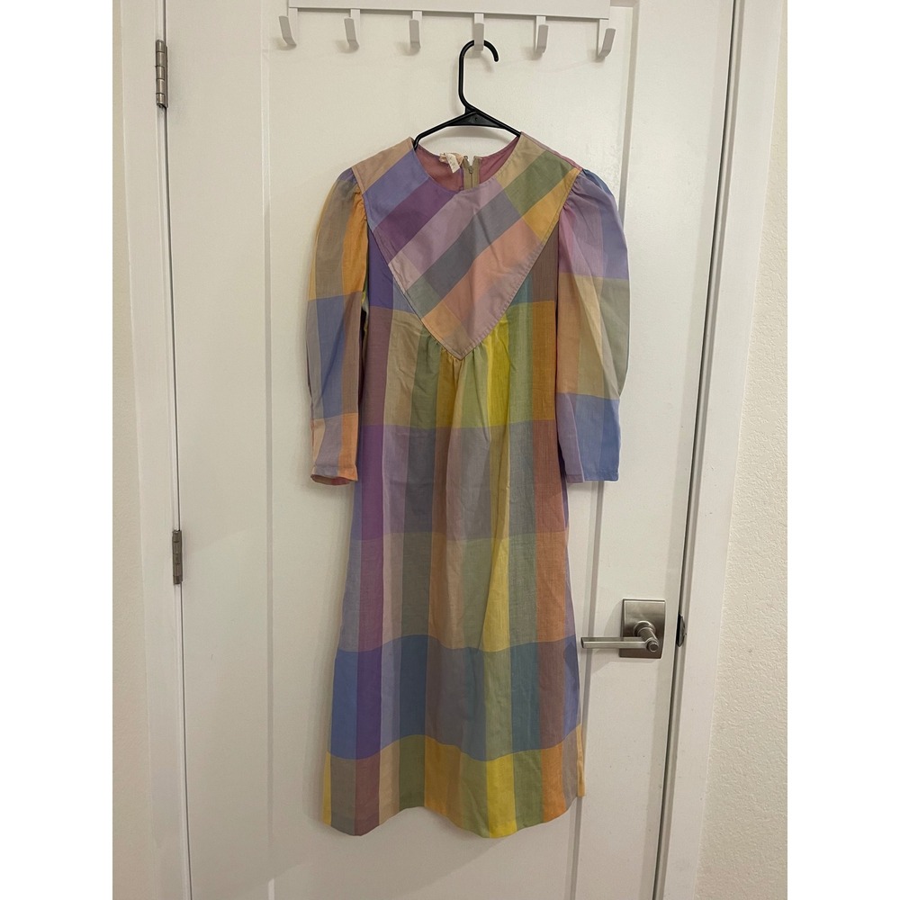 Vintage 80s Plaid Nighty Moo Moo Gingham GrandmaCore Dress